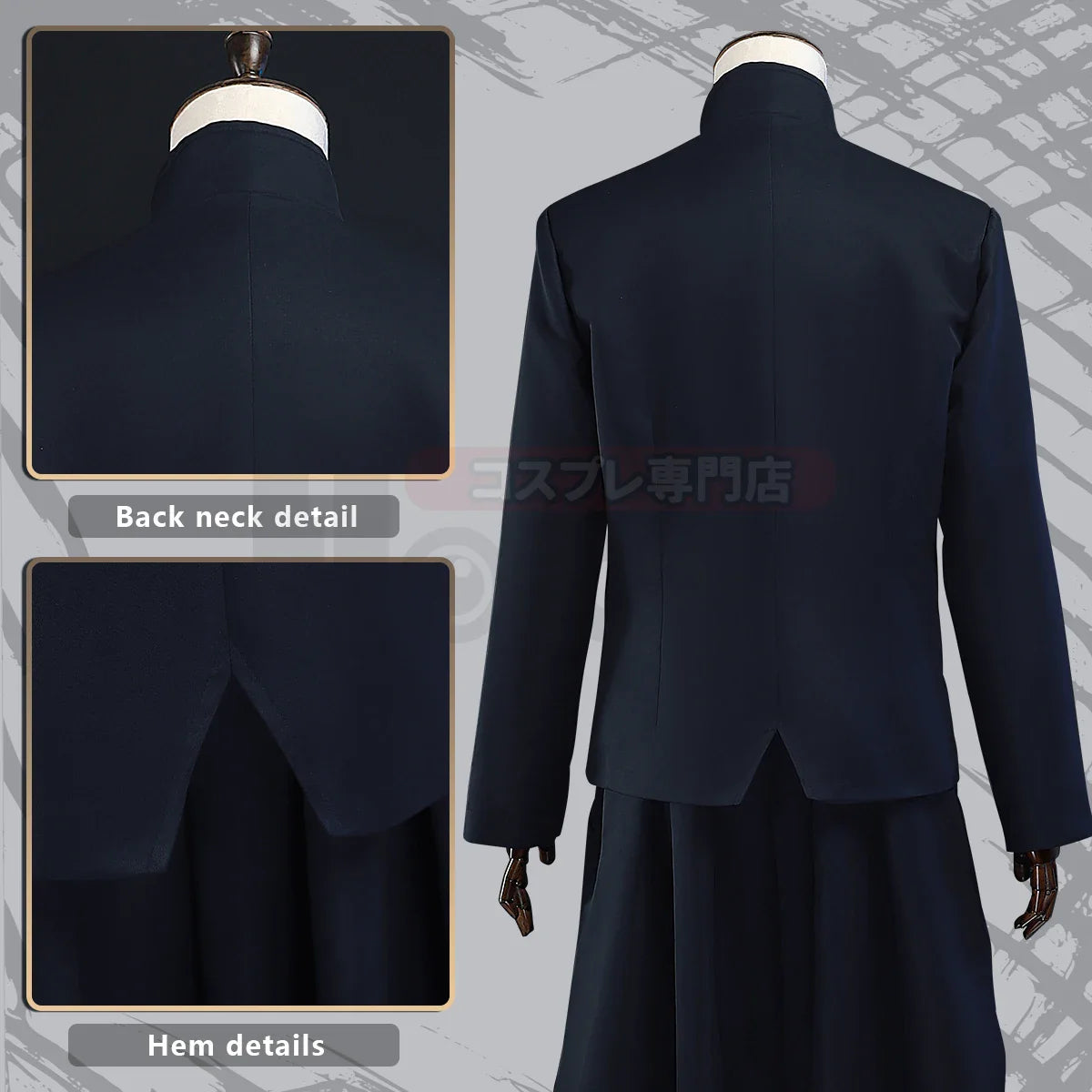 Halloweez Jujutsu JJK Manga Anime Cosplay Costume with Dark Blue Jacket, Pants, Uniform, and Rose Net for Halloween - Halloweez