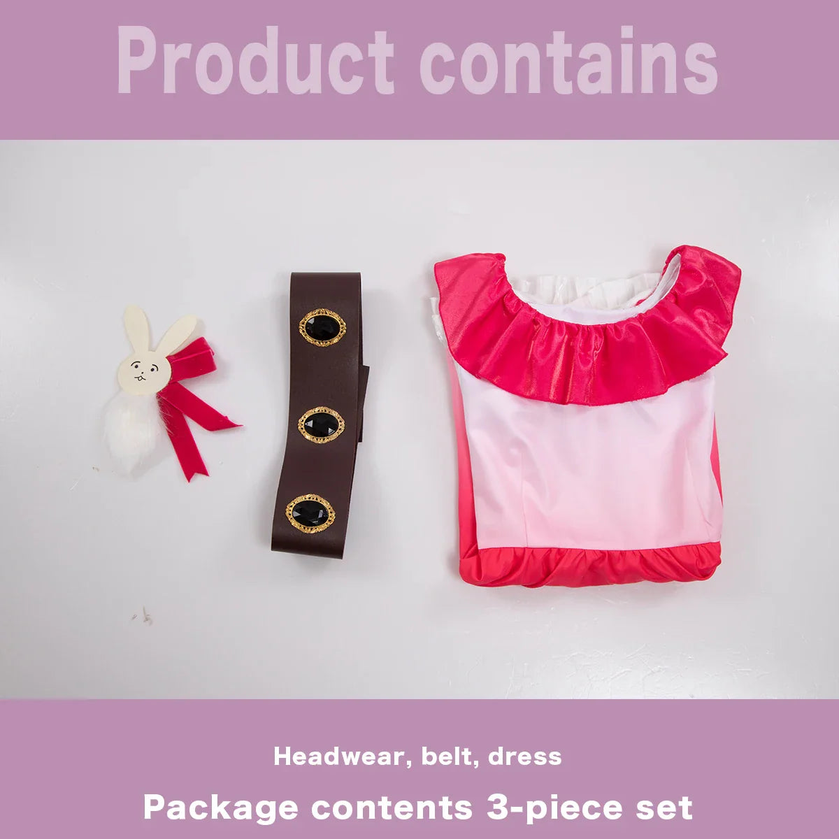Halloweez Ai Hoshino Anime Cosplay Costume - Gradient Pink Dress & Bunny Hairpin