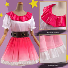 Halloweez Ai Hoshino Anime Cosplay Costume - Gradient Pink Dress & Bunny Hairpin