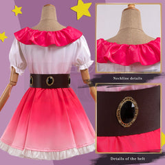 Halloweez Ai Hoshino Anime Cosplay Costume - Gradient Pink Dress & Bunny Hairpin