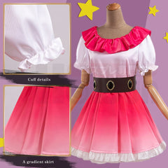 Halloweez Ai Hoshino Anime Cosplay Costume - Gradient Pink Dress & Bunny Hairpin