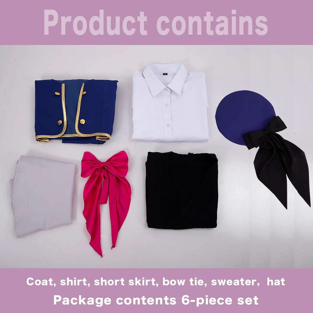 Halloweez Anime Arima Kana Cosplay Costume with Wig, School Uniform, Hat, Blue Jacket, and Skirt