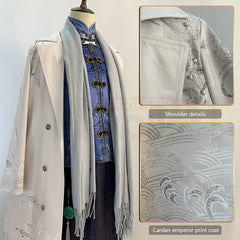 Halloweez Marius Cosplay Costume - King Coat Tang Suit with Long Skirt and Earring for Themed Events