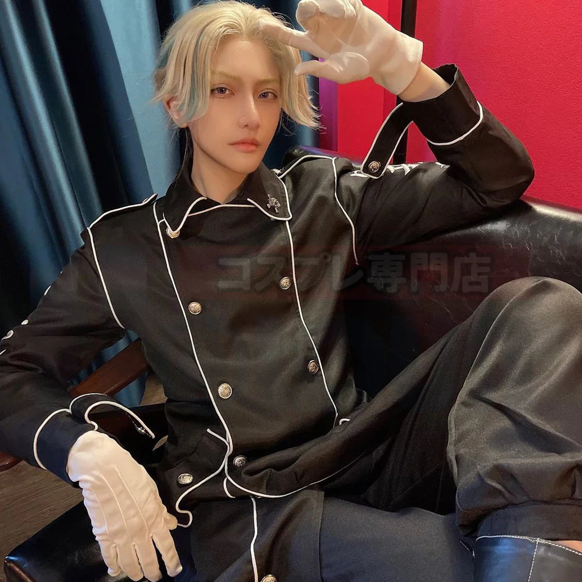 Halloweez Anime Ran Rindo Haitani Cosplay Costume - Embroidery Black Coat & Pants Set - Halloweez