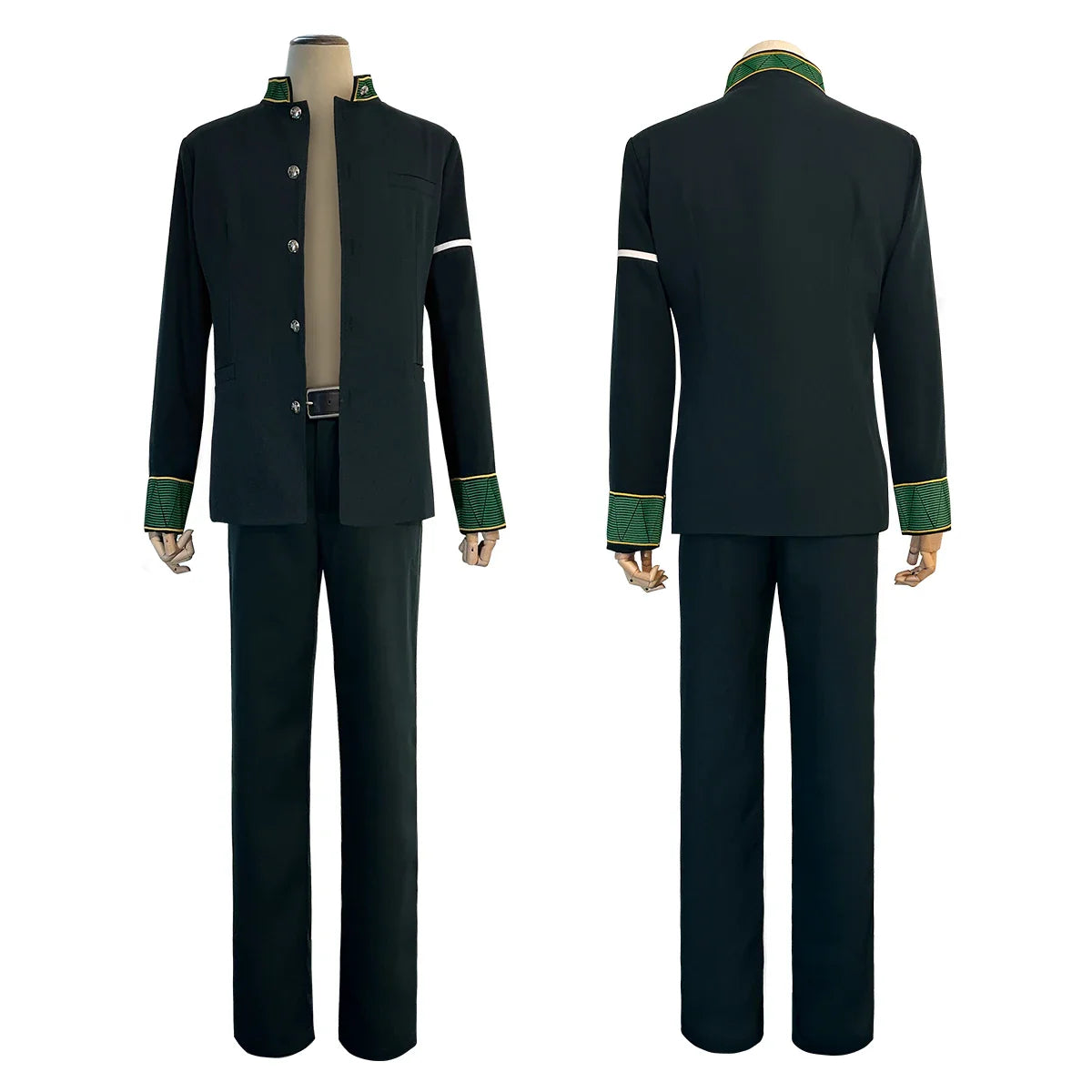 Halloweez Anime Cosplay: Akihiko Nirei School Uniform Set with Green Jacket and Accessories - Halloweez