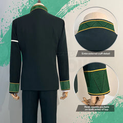 Halloweez Anime Cosplay: Akihiko Nirei School Uniform Set with Green Jacket and Accessories - Halloweez