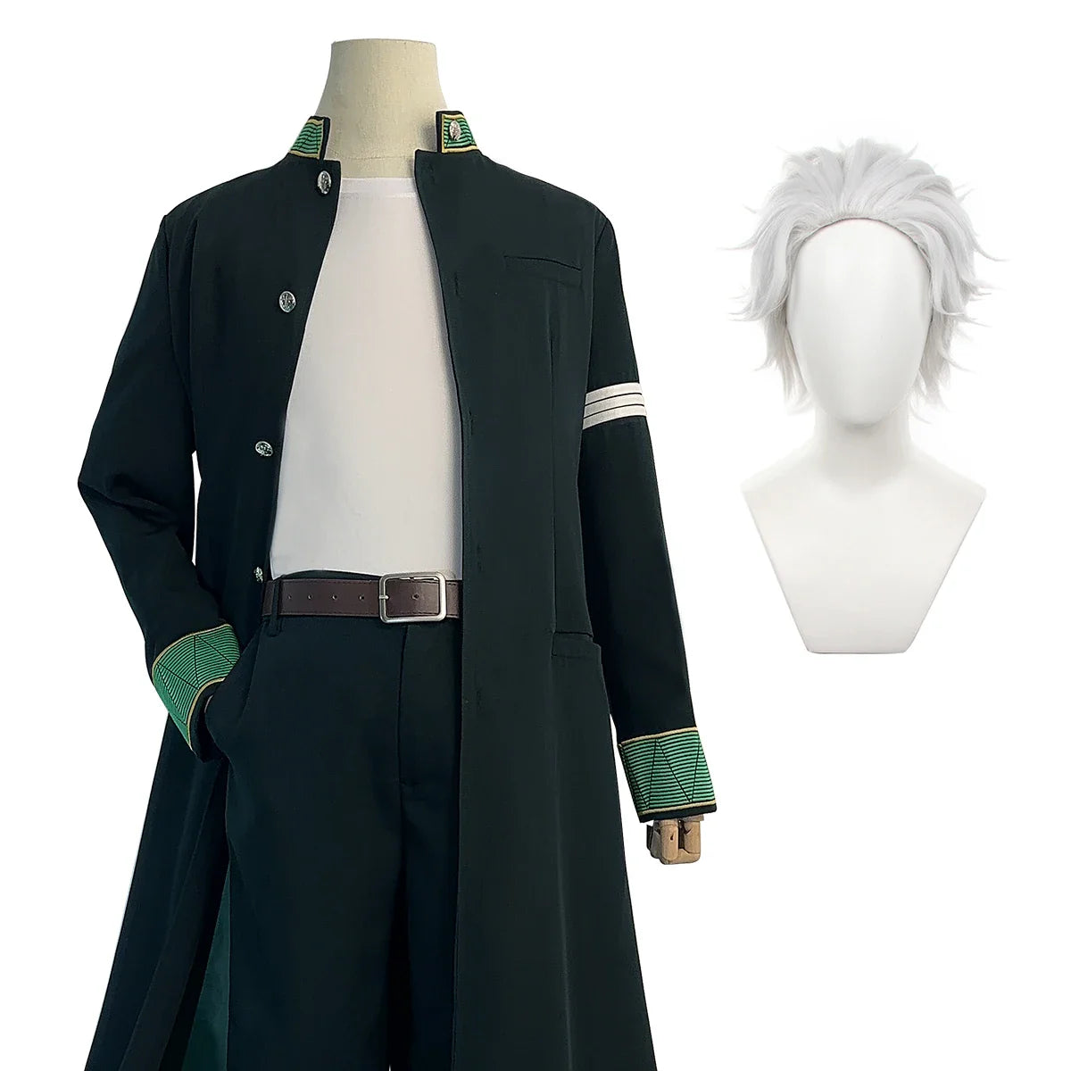 Stylish Anime Hajime Umemiya Cosplay Costume with Green Trench Coat and Accessories