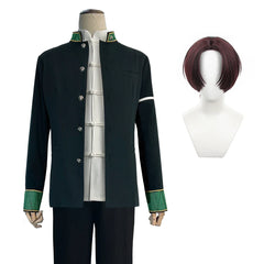 Stylish Anime Hayato Suo Cosplay Costume with Green Jacket, Black Pants, White Kung Fu Shirt, and Eyepatch by Halloweez - Halloweez