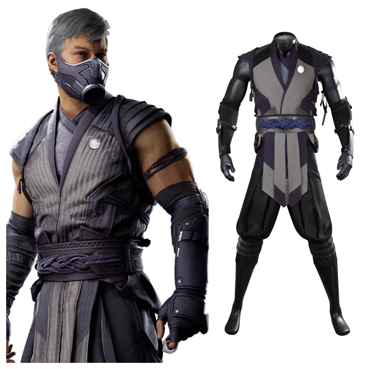 Halloweez Mortal Kombat Smoke Cosplay Costume - Full Set with Mask for Halloween & Events