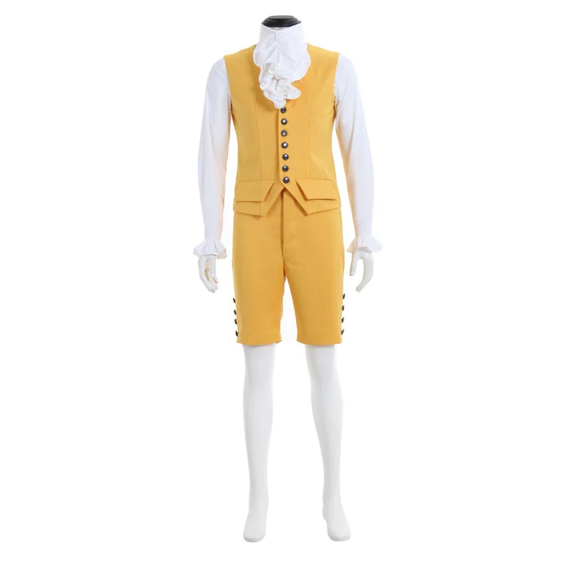 Men's Halloweez Victorian Rococo Noble Steampunk Costume - Elegant Yellow Frock Coat & Waistcoat