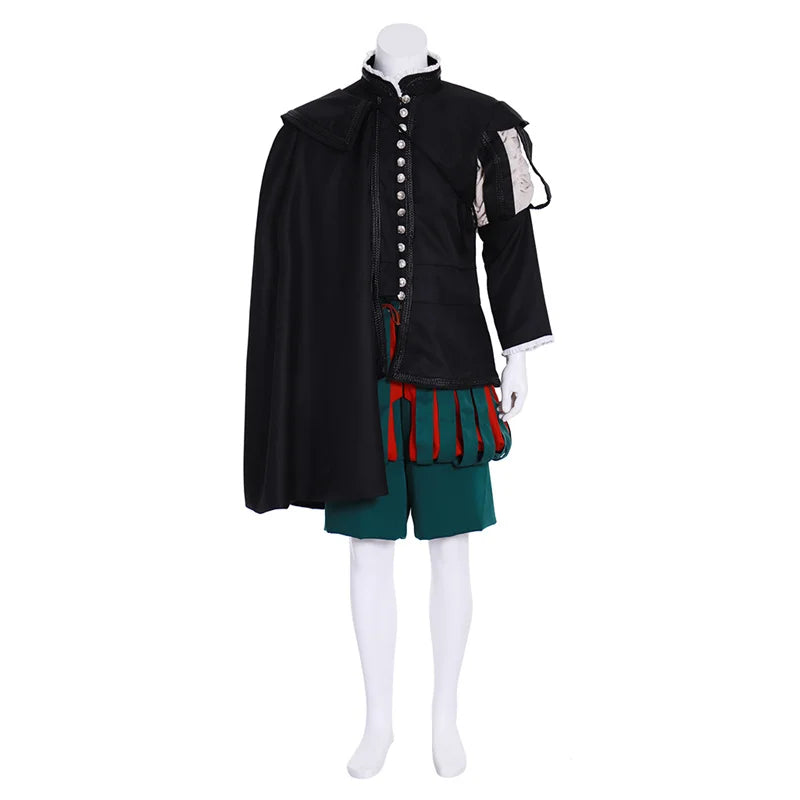 Costume élégant de la Renaissance victorienne d'Halloween - Costume médiéval du roi avec cape pour homme