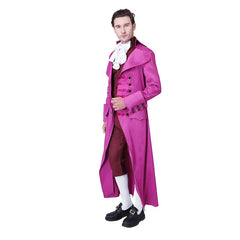 Elegant Halloweez Medieval Retro Rose Red Men's Court Jacket & Pants Cosplay Costume | European Aristocrat Uniform