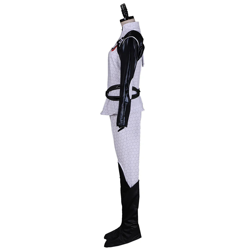 Halloweez Miranda Lawson Cosplay Women's Punk Retro White Battle Uniform Suit for Halloween Carnival