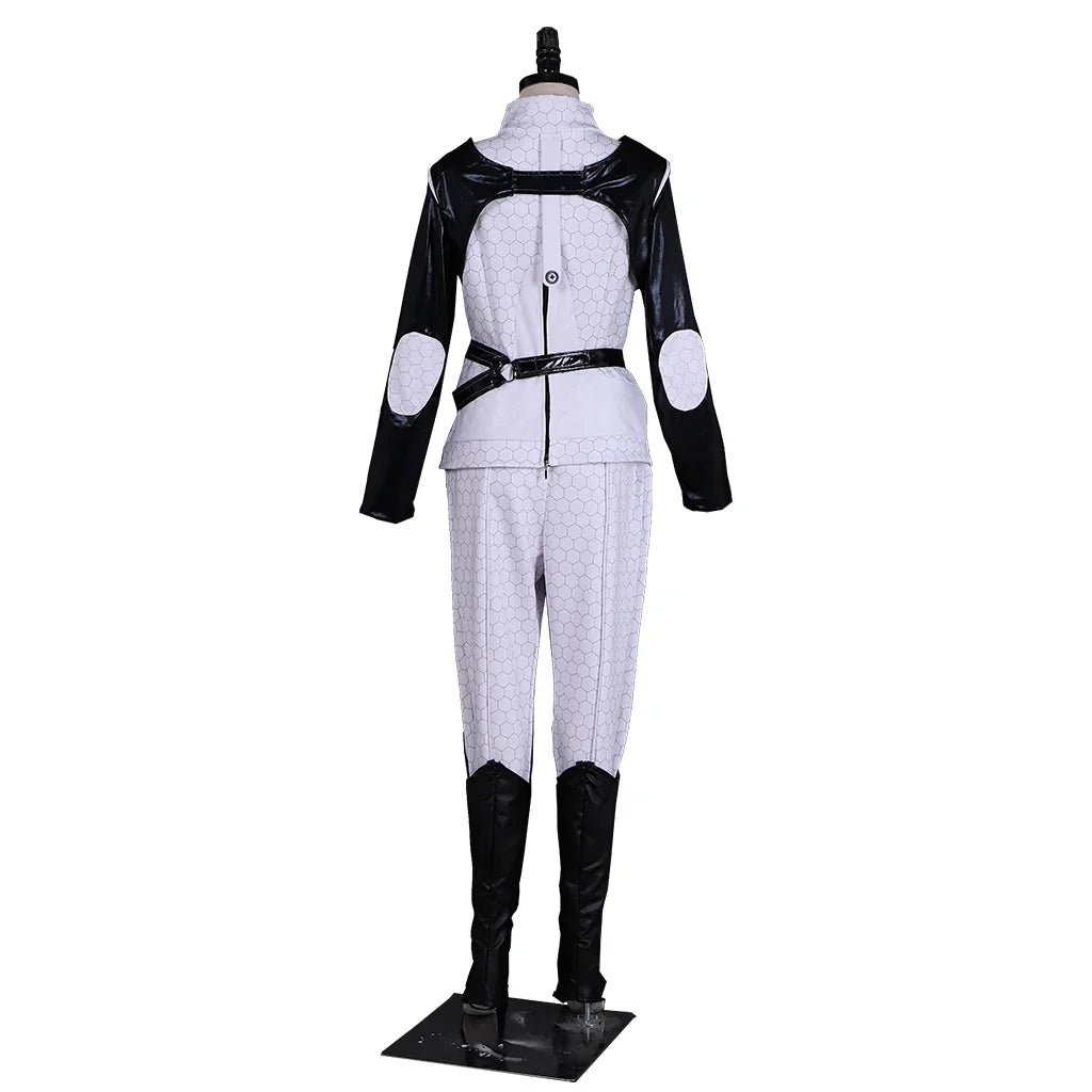 Halloweez Miranda Lawson Cosplay Women's Punk Retro White Battle Uniform Suit for Halloween Carnival