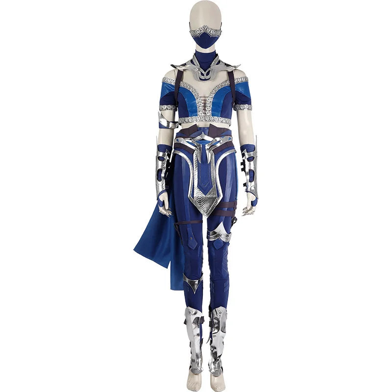 Halloweez Kitana Costume - Sexy Blue Top, Pants, Mask & Accessories for Halloween