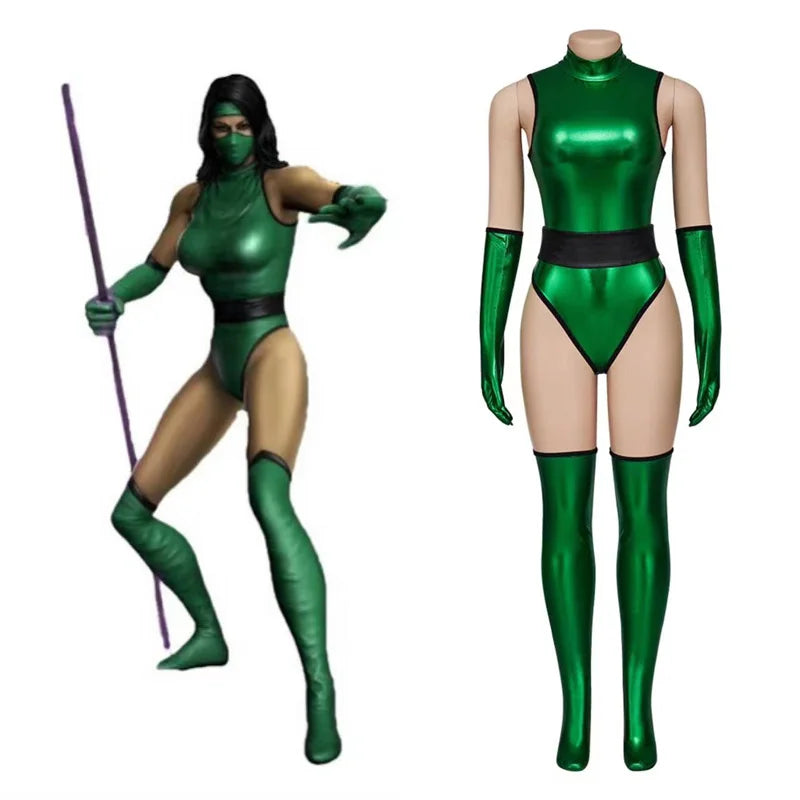 Halloweez Jade Cosplay Costume - Alluring Green Jumpsuit for Women's Halloween Bash