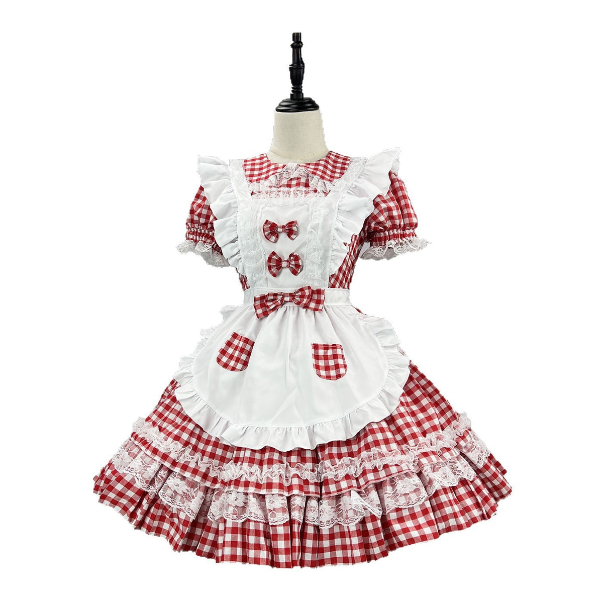 Sweet Gingham Maid Cosplay Costume, Custom Made for Halloween & Comic Con