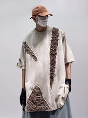 Men Oversized Hip‑Hop Sleeveless T‑Shirt Retro Detachable Short Sleeve Vest