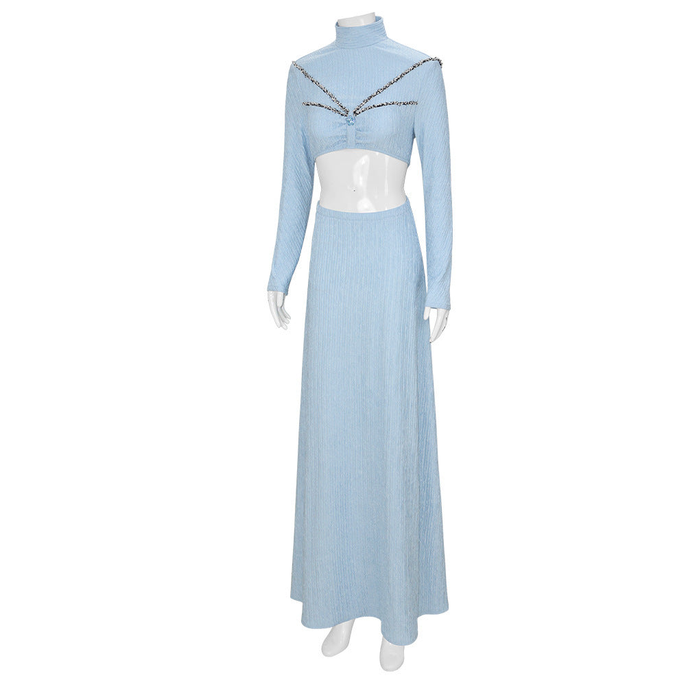 Elegant Star Wars Padmé Amidala Light Blue Cosplay Party Dress for Women - Halloweez