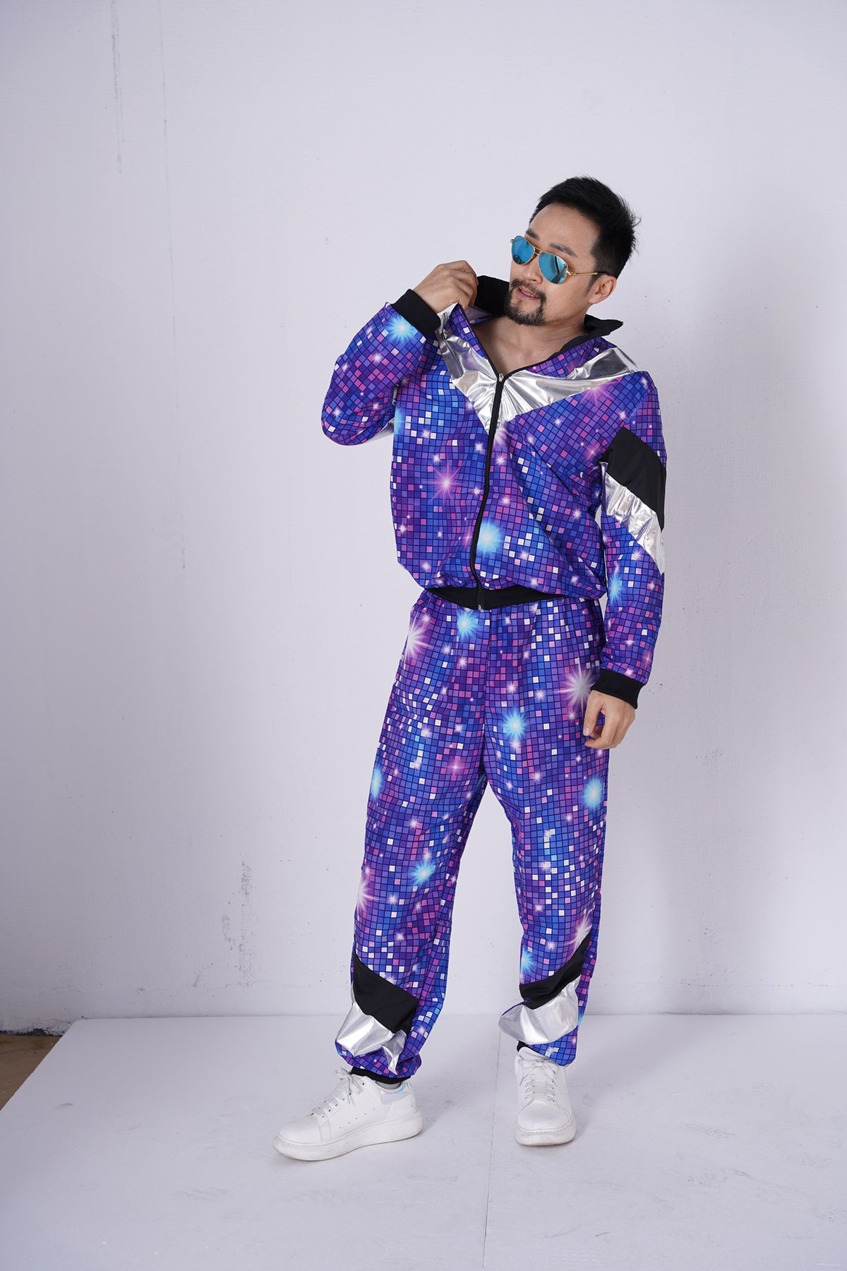 Unisex 80s 90s Retro Tracksuit – Color Block Windbreaker Jacket & Pants Set for Hip Hop, Disco Parties & Streetwear Looks - Halloweez