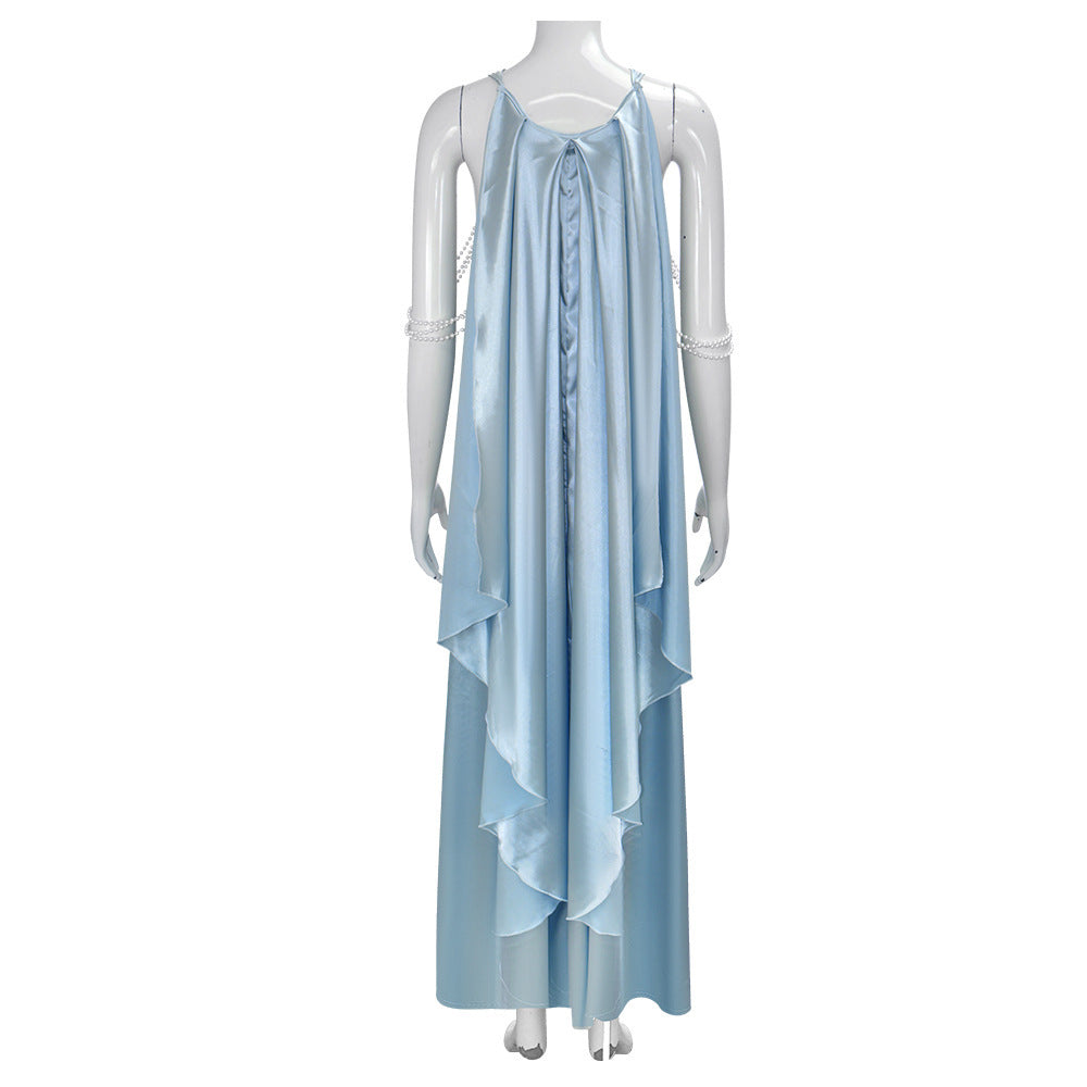 Elegant Star Wars Padmé Amidala Light Blue Cosplay Party Dress for Women - Halloweez