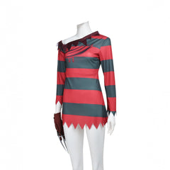Freddy Striped Dress Cosplay Costume Custom Halloween Women Outfit
