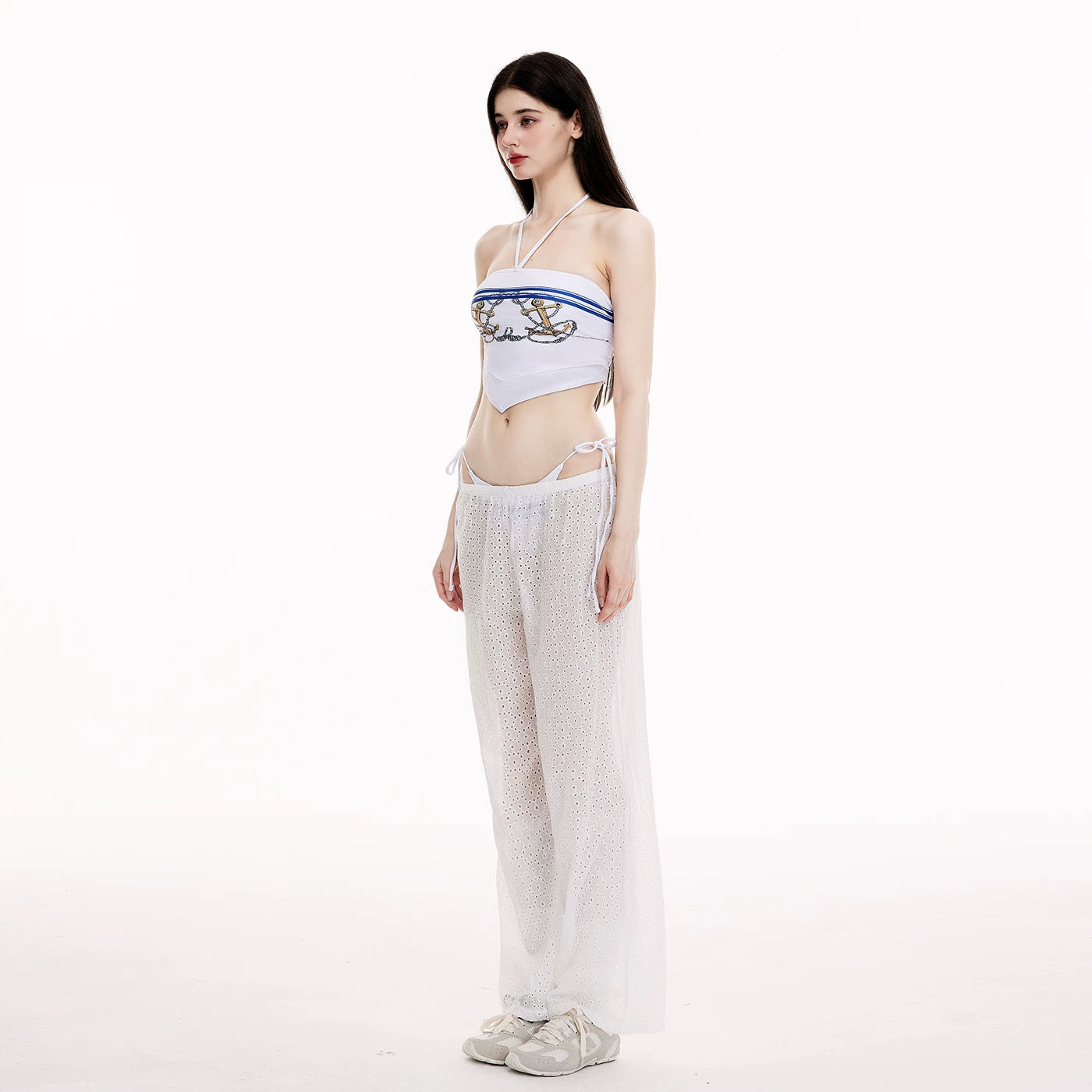 Stylish Hot Girl Strapless Bikini with Long Pants for Spa Beach Vacation - Halloweez