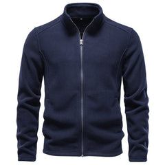Men Full‑Zip Fleece Jacket, European Size Soft Shell Top for Autumn Winter
