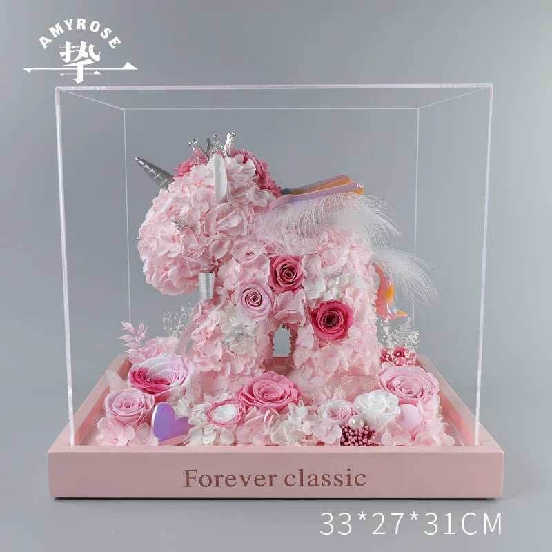 Halloweez Unicorn Gift Box - Exquisite Rose Bouquet for Wedding Anniversary, Engagement & Birthday