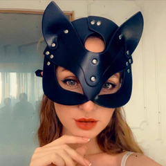 Leather Cat Ear Mask, Custom Made for Halloween Masquerade & Cosplay