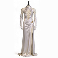 Final Fantasy VII Cloud Crossdress White Evening Gown Cosplay Costume
