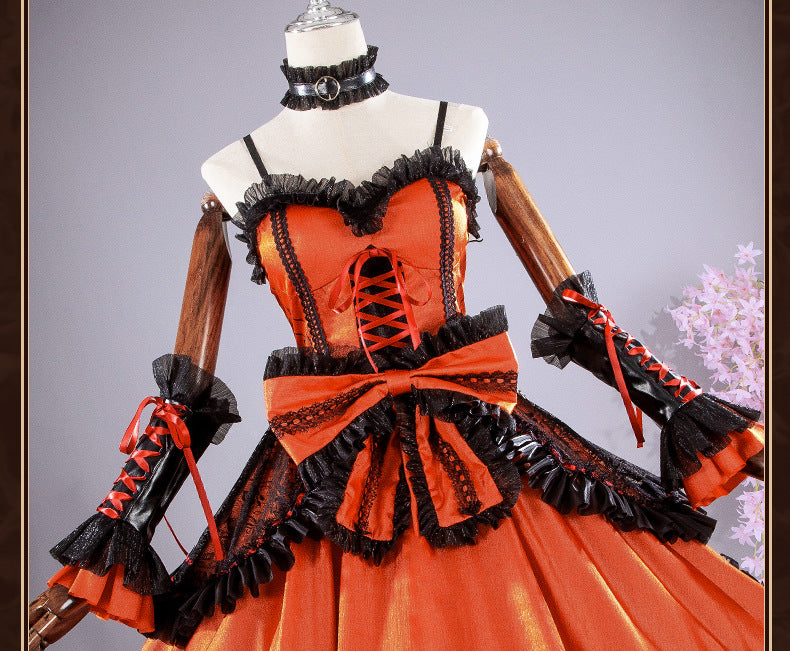 Date A Live Kurumi Tokisaki Cosplay Battle Dress Gothic Lolita Costume - Halloweez
