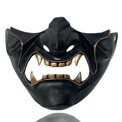 Half Face Oni Samurai Mask Custom Halloween Cosplay Party Prop