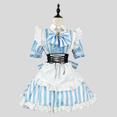 Akihabara Stripe Maid Cosplay Costume, Custom Made for Halloween & Conventions