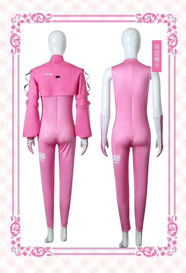 Alice Cosplay Goddess of Victory: NIKKE Pink Jumpsuit Bodysuit Full Set - Halloweez