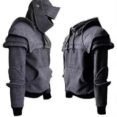 Medieval Knight Hoodie Cos Costume Custom, Men Halloween Face Cover Sweatshirt