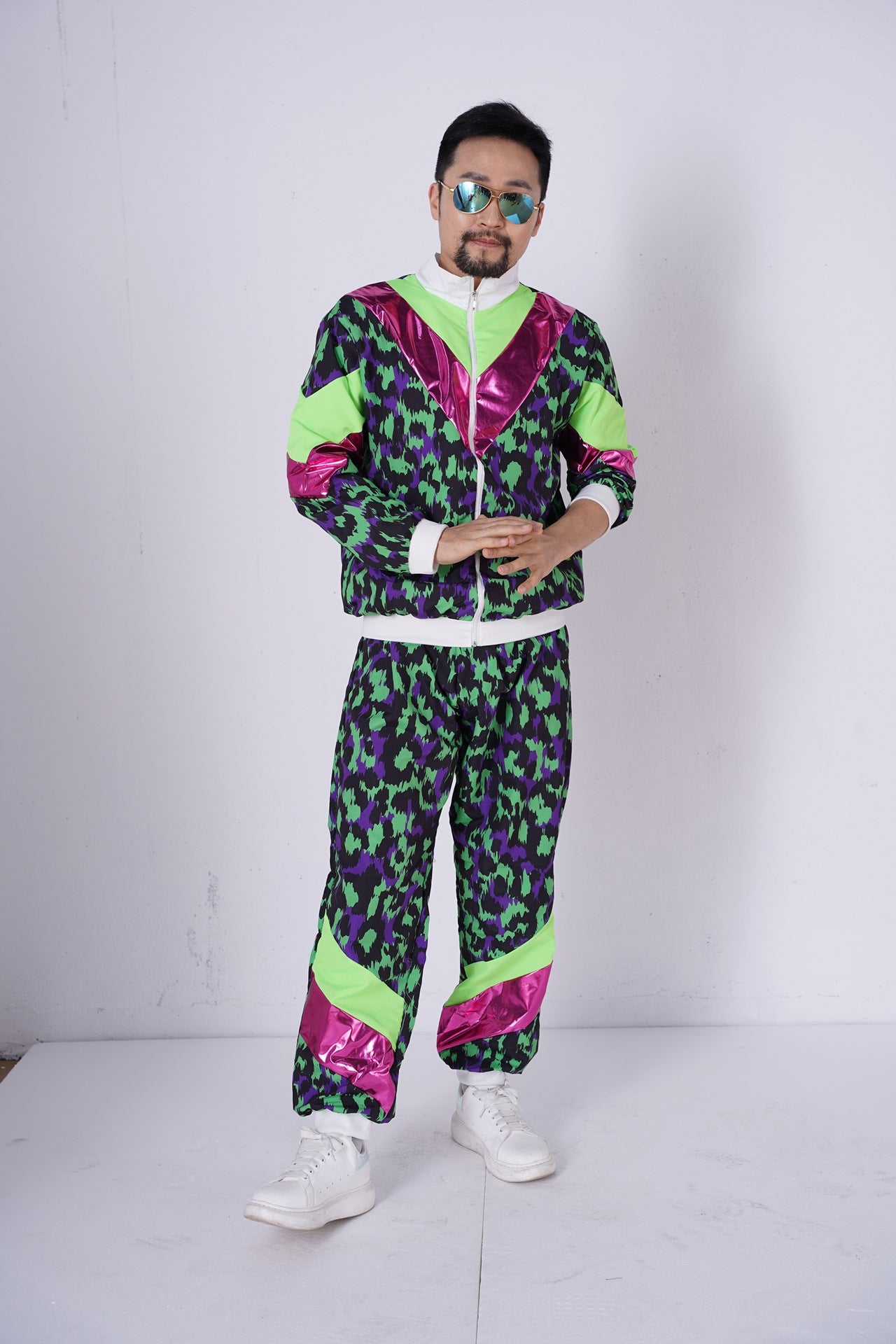 Unisex 80s 90s Retro Tracksuit – Color Block Windbreaker Jacket & Pants Set for Hip Hop, Disco Parties & Streetwear Looks - Halloweez