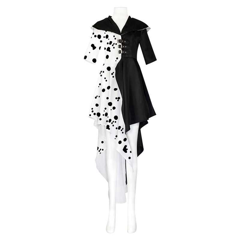 Cruella de Vil 101 Dalmatians Cosplay Dress,Custom‑Made,Halloween Stage