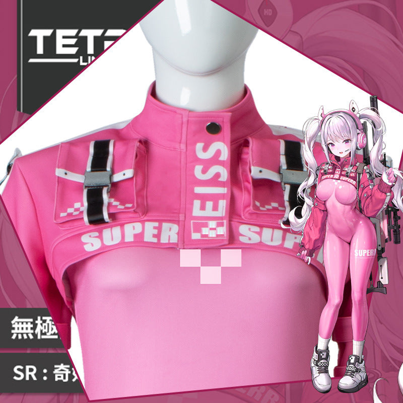 Alice Cosplay Goddess of Victory: NIKKE Pink Jumpsuit Bodysuit Full Set - Halloweez