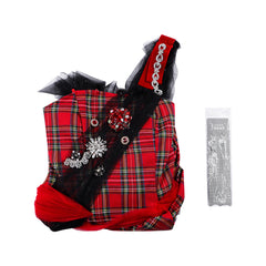 Aespa Same Stage Look Cosplay Costume,Red Plaid Mesh Tutu Dress Dance Outfit Set