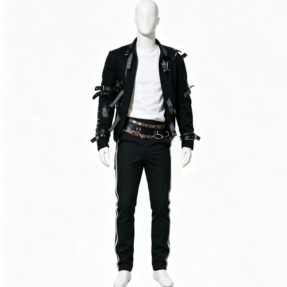 Michael Jackson Bad Tour Cos Costume Custom, Punk Stage Halloween Outfit