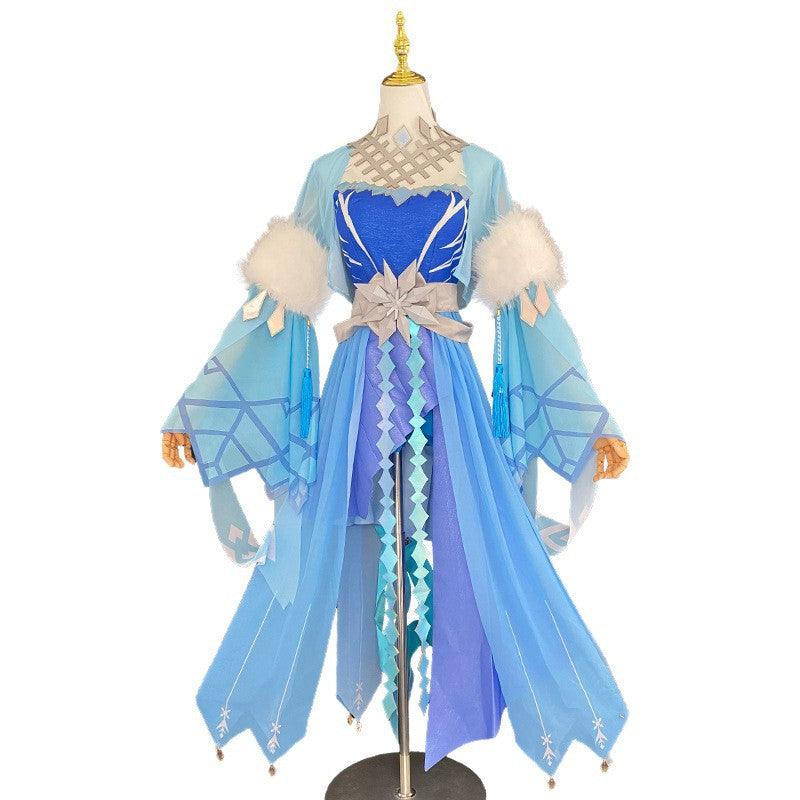 Honor of Kings Luna Frost Moon Chant Cosplay Costume Ice Flower Full Set - Halloweez