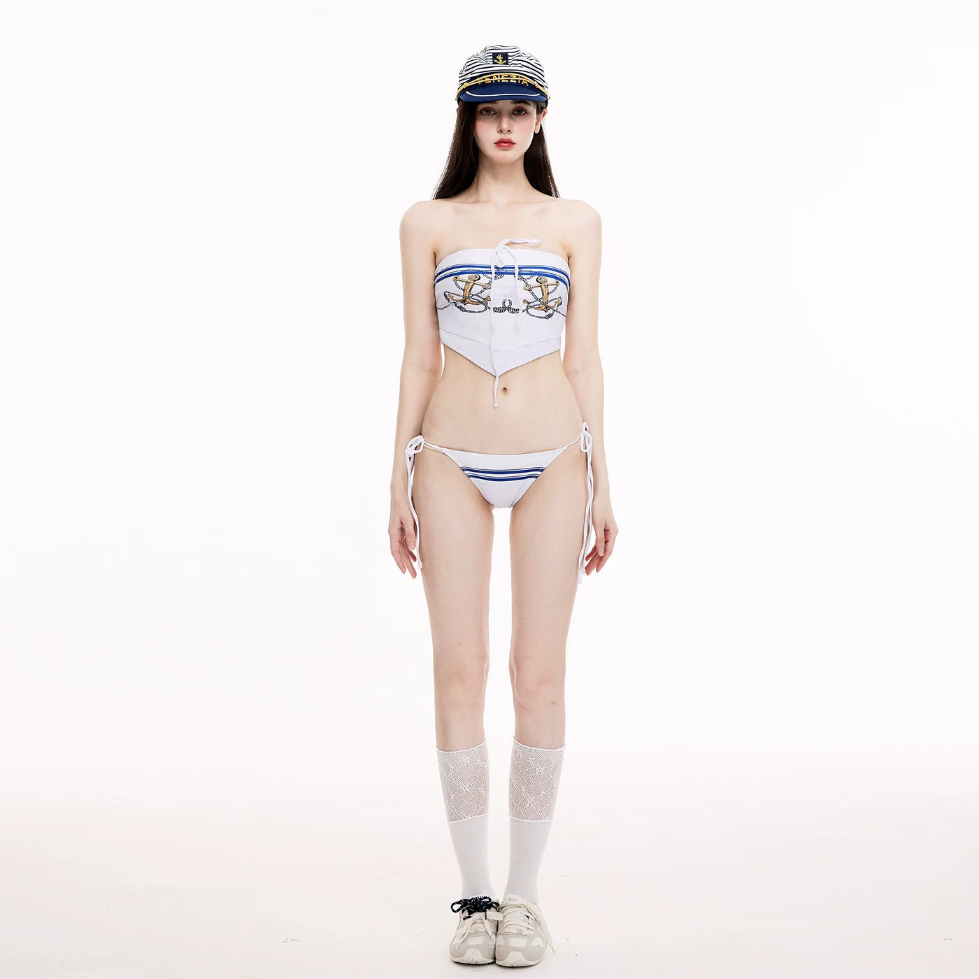 Stylish Hot Girl Strapless Bikini with Long Pants for Spa Beach Vacation - Halloweez