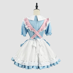 Cute Blue Pink Striped Star Maid Cosplay Costume, Custom Made for Halloween & Comic Con