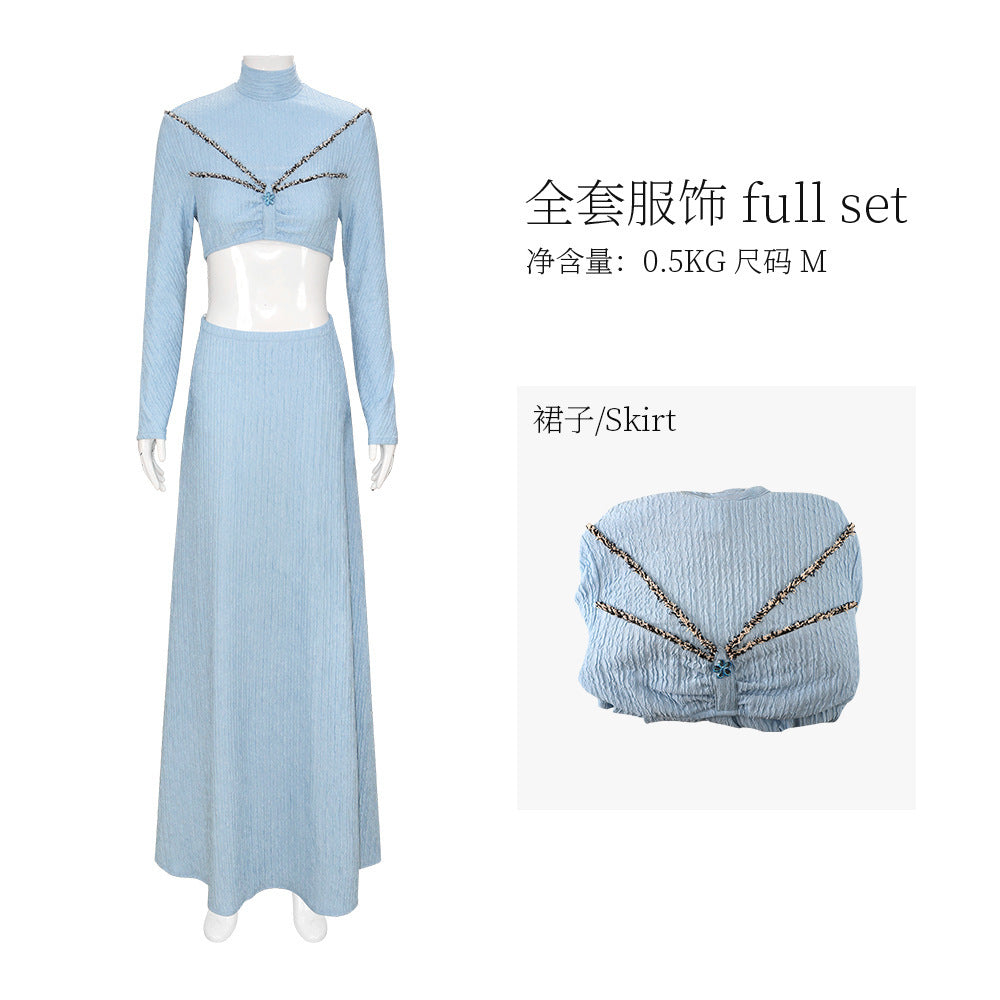 Elegant Star Wars Padmé Amidala Light Blue Cosplay Party Dress for Women - Halloweez
