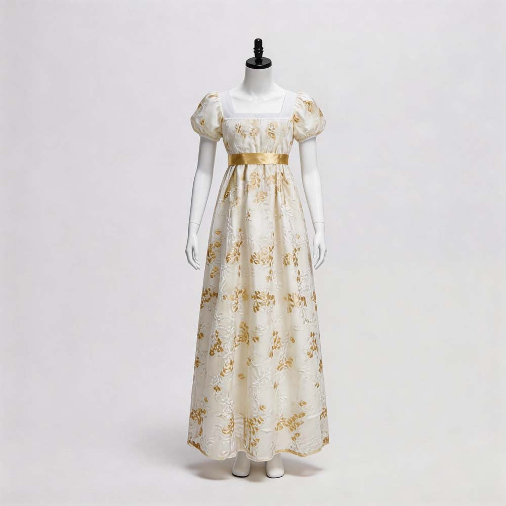 Bridgerton Regency Empire Dress Cosplay, Custom Gown for Tea Party & Halloween
