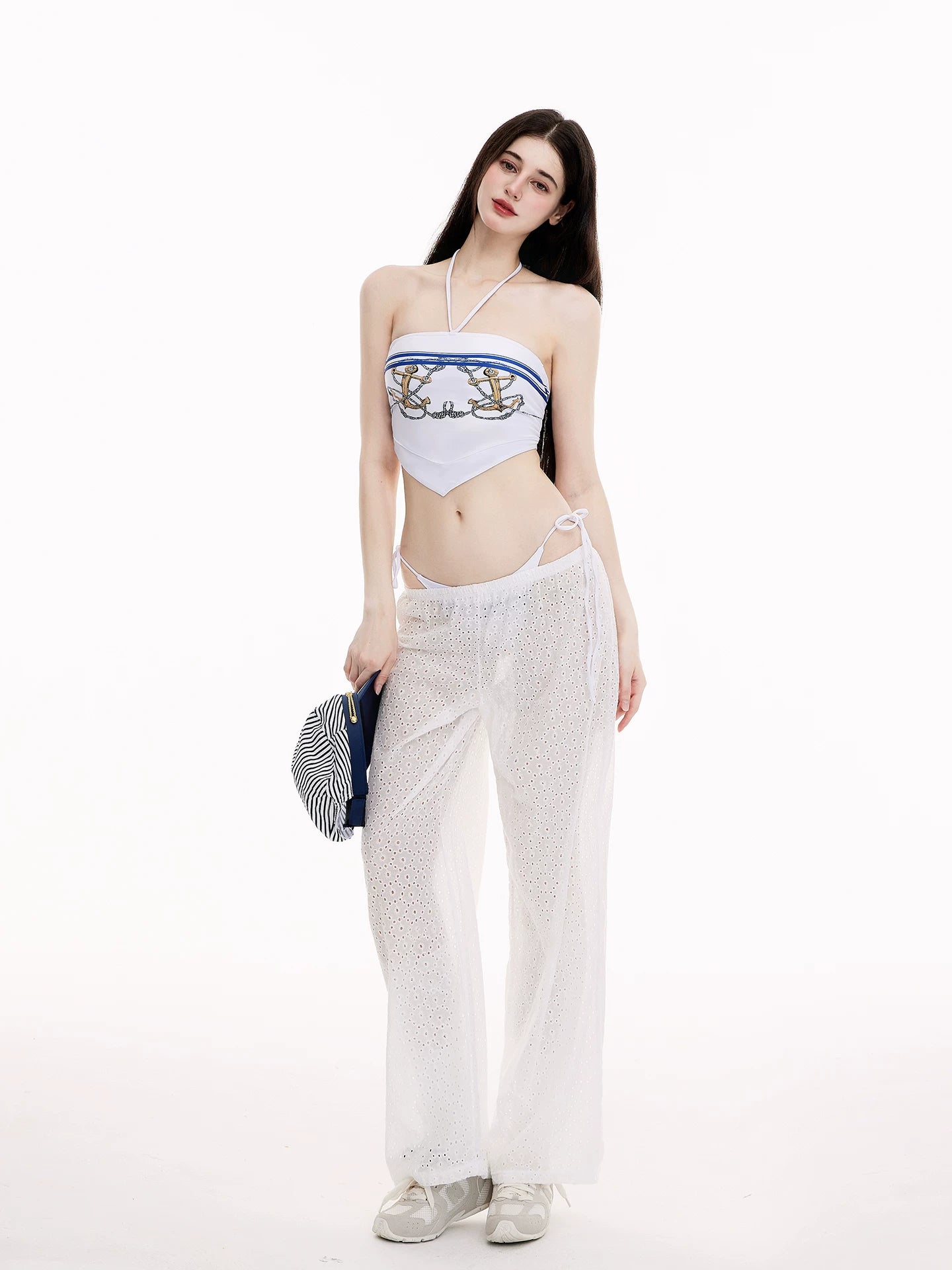 Stylish Hot Girl Strapless Bikini with Long Pants for Spa Beach Vacation - Halloweez