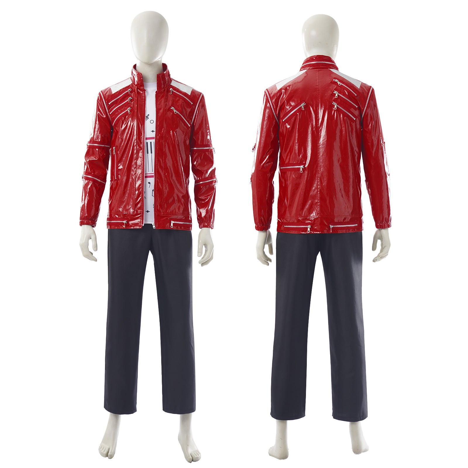 Michael Jackson Iconic Red Suit Cosplay King of Pop Stage Costume Full Set - Halloweez