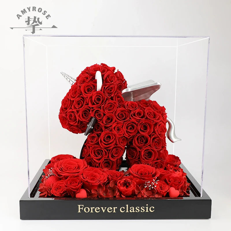 Coffret cadeau licorne Halloween - Bouquet de roses exquis pour anniversaire de mariage, fiançailles et anniversaire