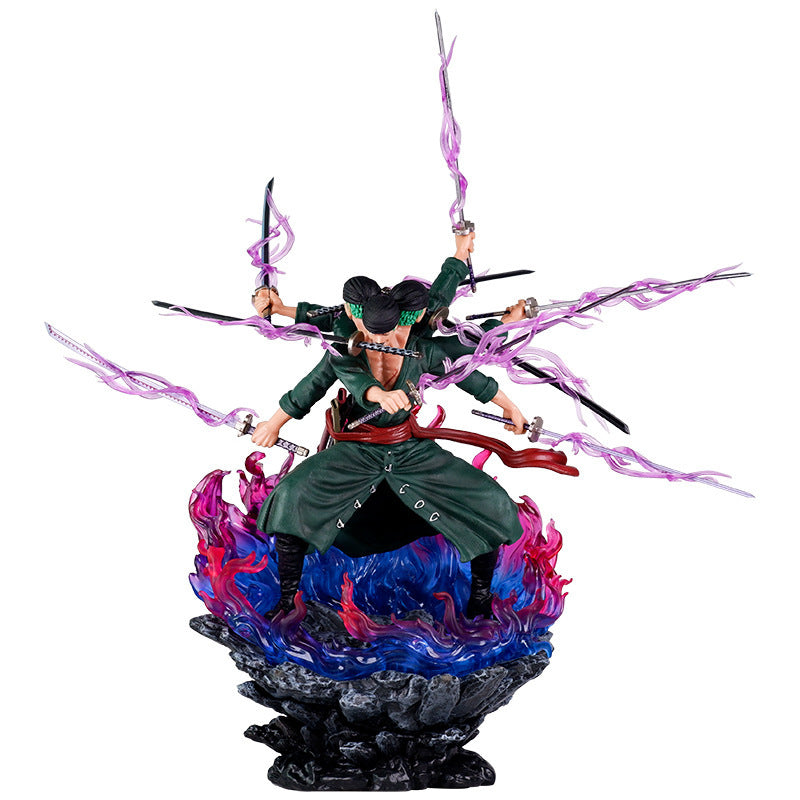 Figurine articulée Halloweez Roronoa Zoro - Trois têtes, six bras et neuf lames, édition Flow Shura